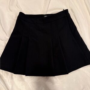 Zara Black Pleated Skater Mini Skirt
